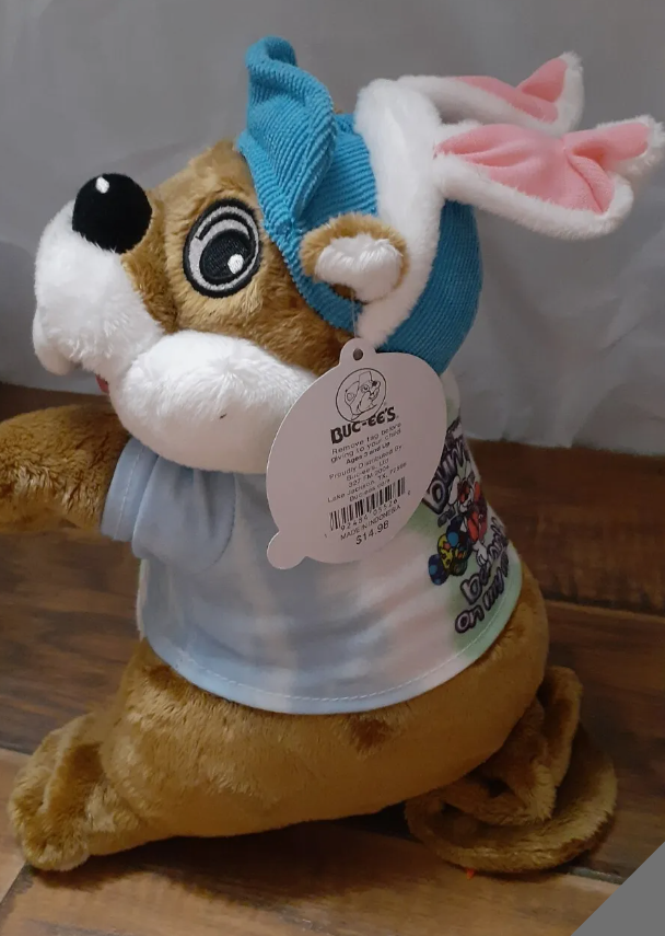 Buc-ee the Easter Beaver Dressed In His Bunny Ears