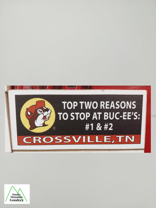 Buc-ee's Magnet Billboard Sign - "Top Two Reasons.....Crossville, TN" - 1 of 6 Varieties