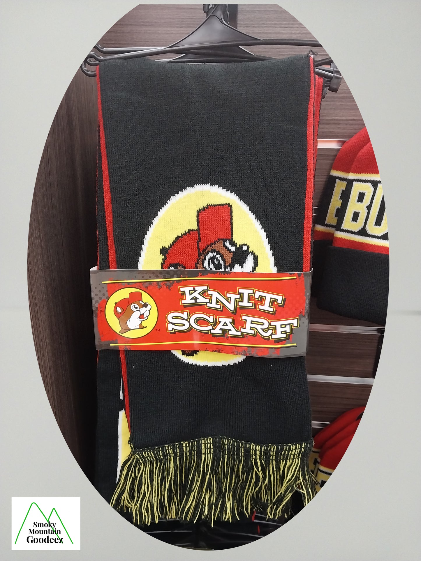 Buc-ee's Black / Red Reversible Knit Scarf with Logo