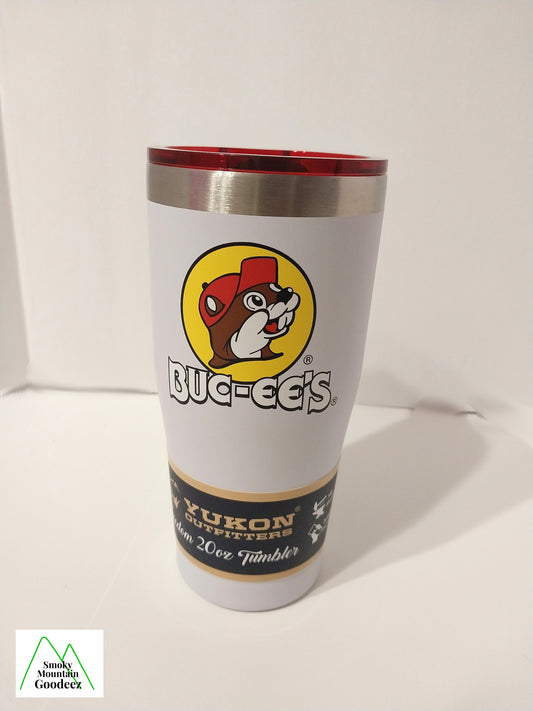 Buc-ee's Cool White 20 or 30 oz. Insulated Tumbler with Red Lid