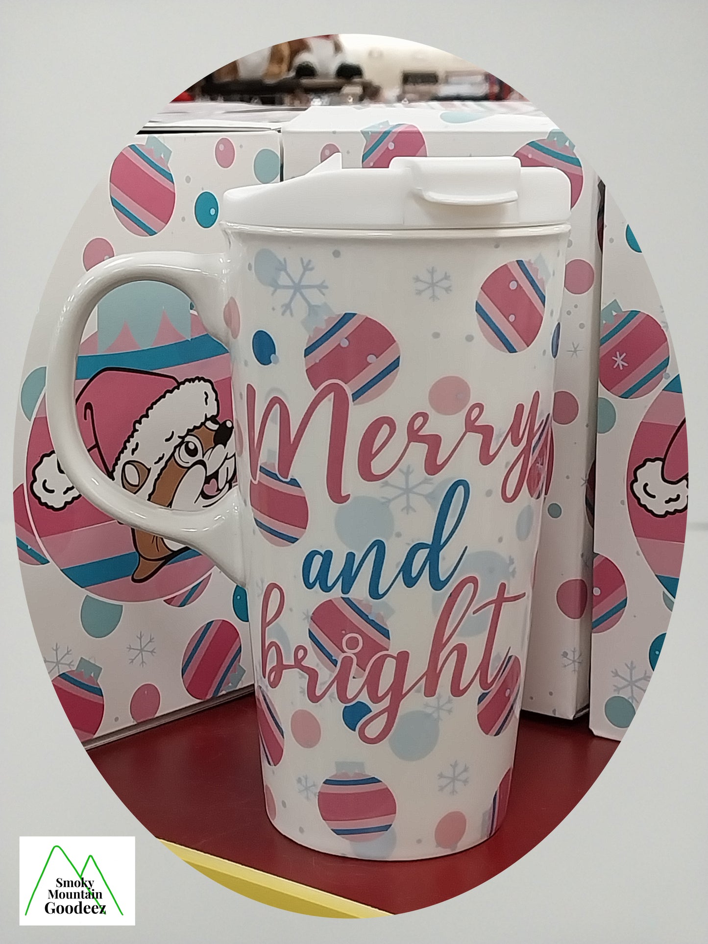 Buc-ee's Ceramic Gift Boxed Travel Mug "Merry and Bright"