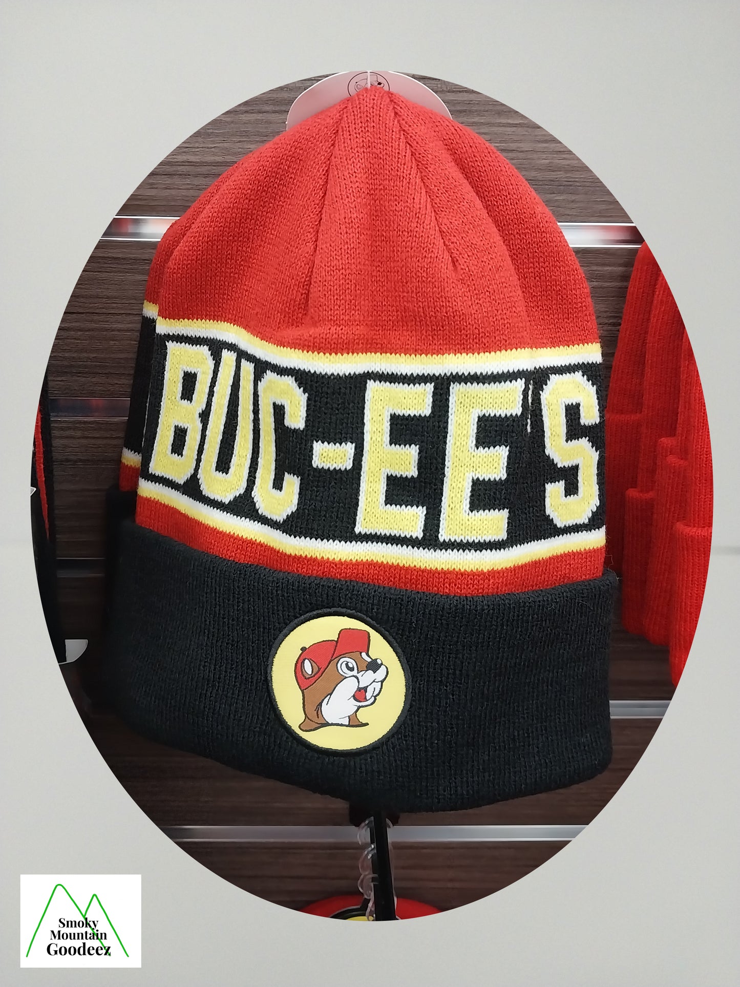 Buc-ee's Red and Black Winter Hat with Logo
