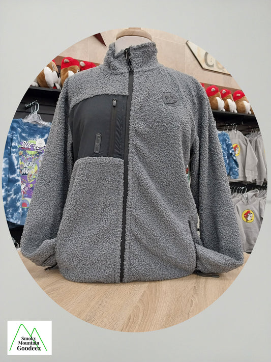 Buc-ee's Black and Grey Berber Pullover Jacket