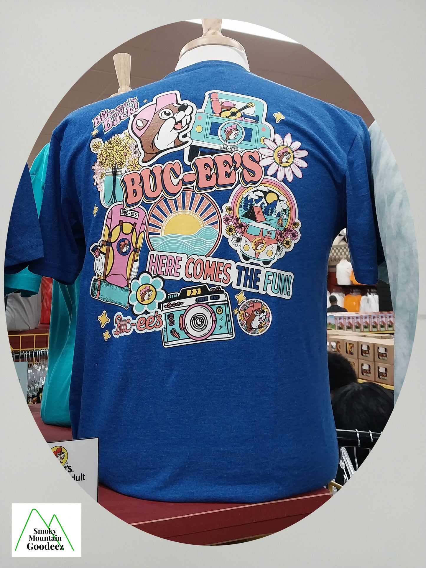 Buc-ee's "Here Comes the Fun" Blue Logo T-shirt