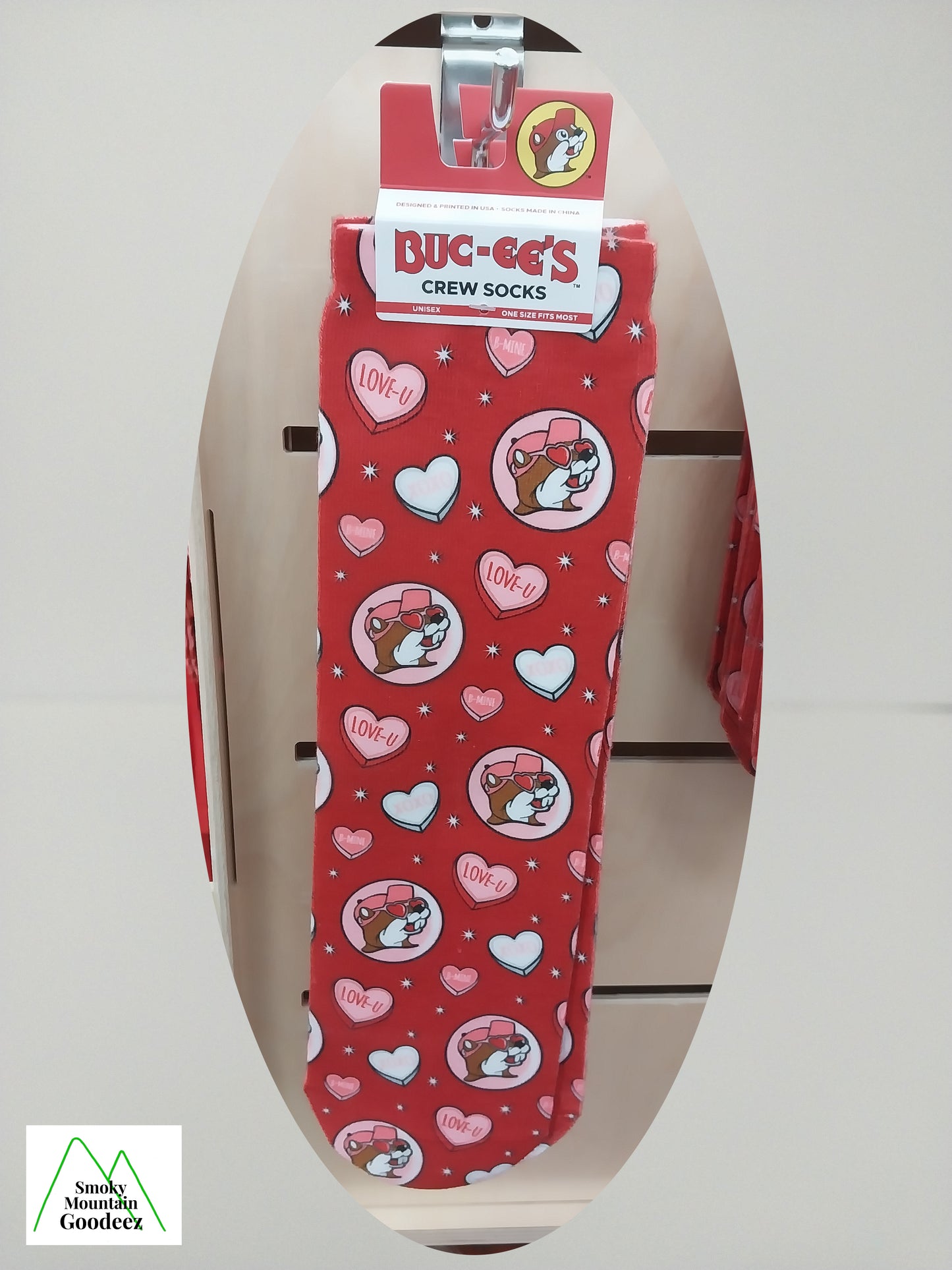 Buc-ee's Limited Edition Valentine's Adult Crew Socks