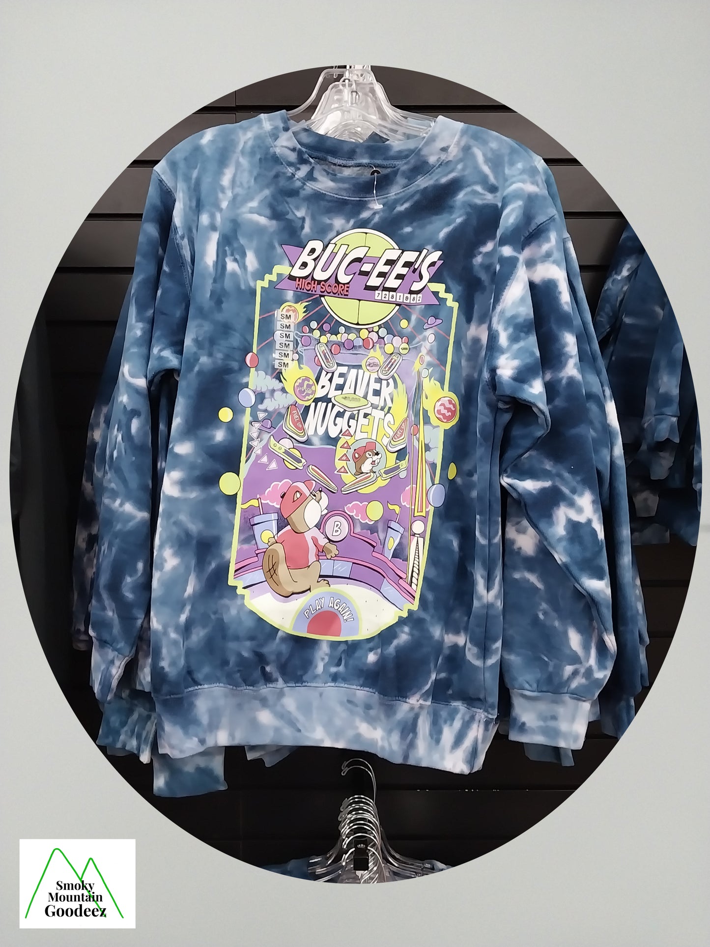Buc-ee's Soft & Comfy Blue Tie Dyed Pinball Sweater