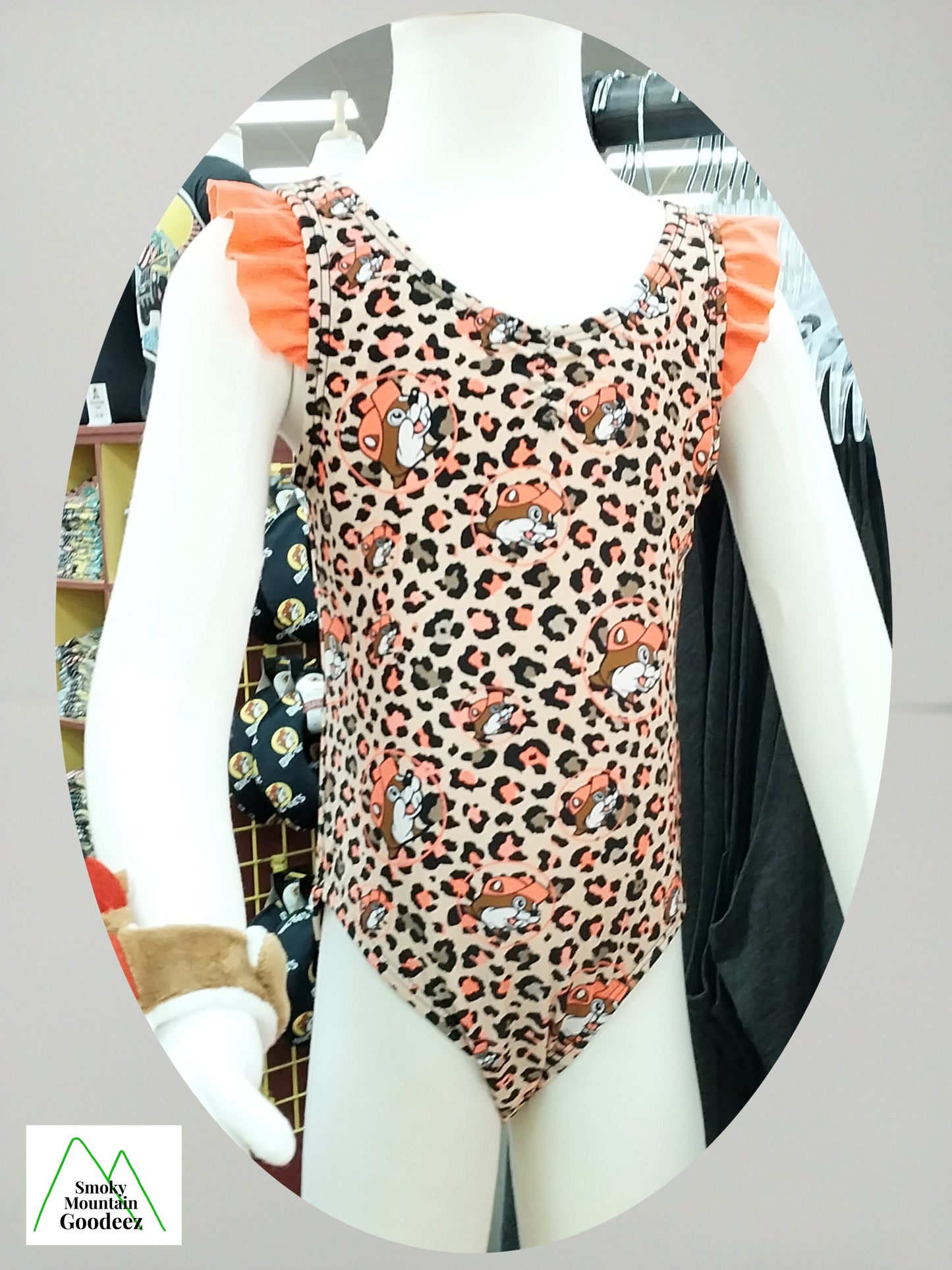 Buc-ee's Youth Sized Leopard Print One Piece Swimsuit