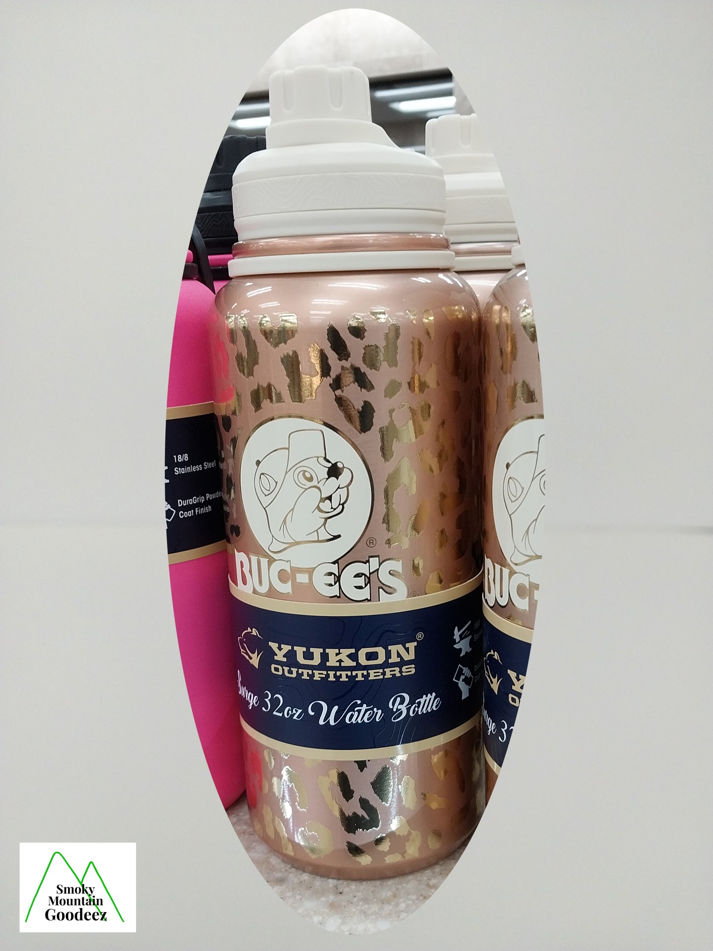 Buc-ee's Gold Leopard Print with Logo Yukon Water Bottle